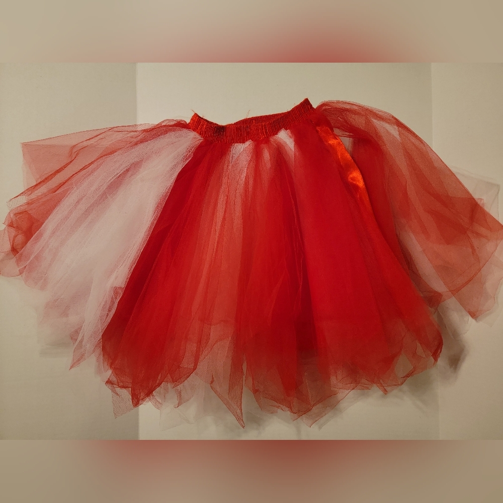 Red and White Tulle Skirt